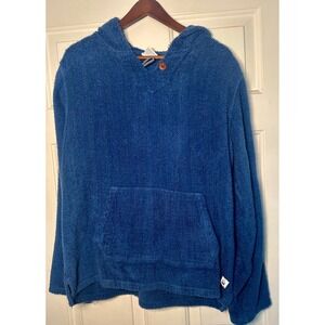 Birdwell Beach Britches Blue Terry Cloth Hoodie Pullover Casual Lounge Size‎ M